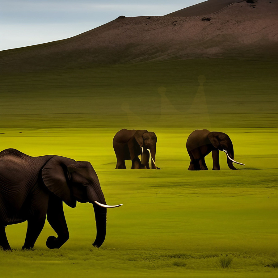 Serene. Elephants  Print