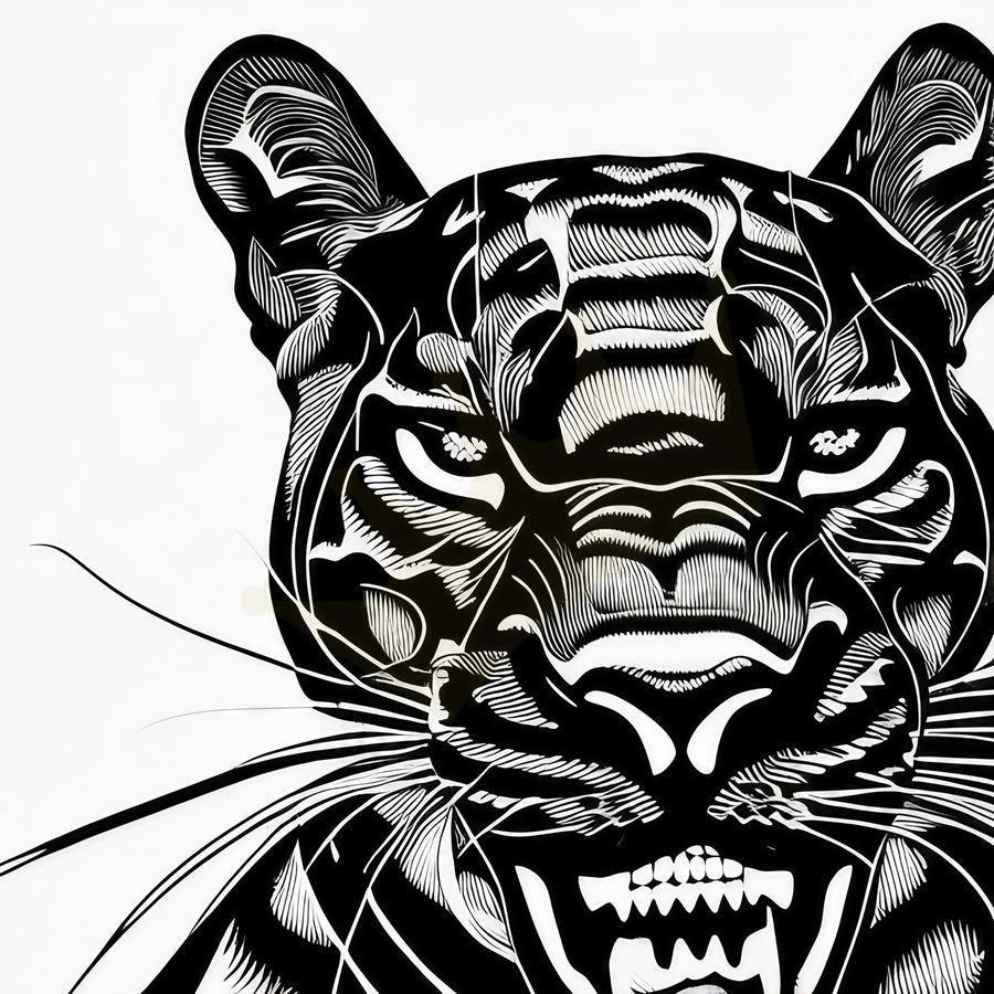 Determined. Jaguar. Line Art.  Print