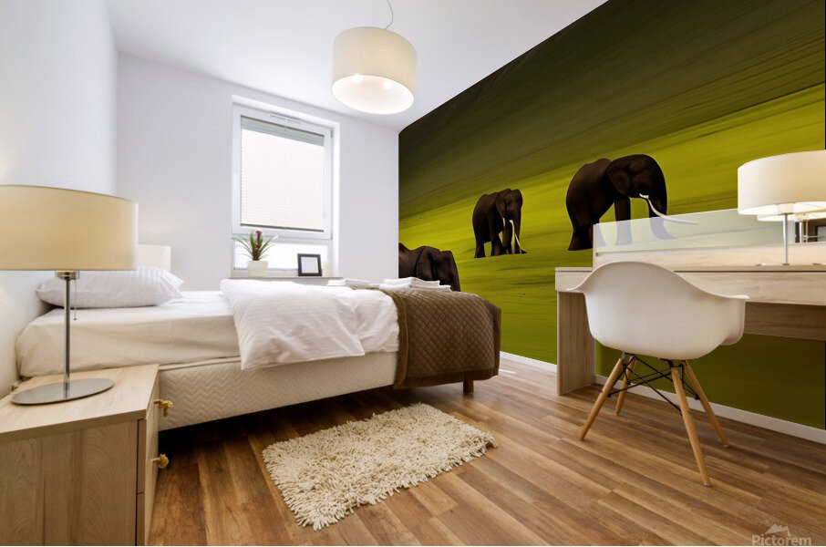 Serene. Elephants Mural print