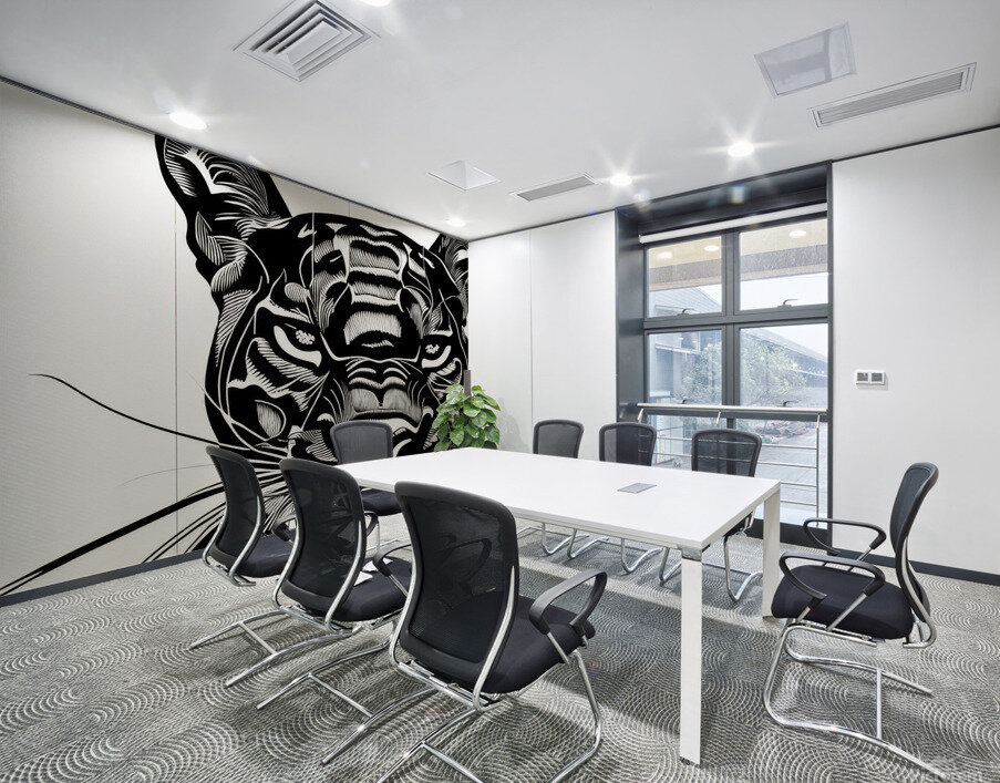 Determined. Jaguar. Line Art. Wall Printing