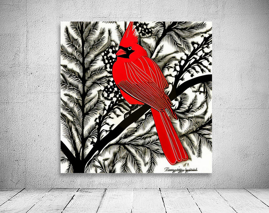 Perched. Cardinal.  Wall Preview