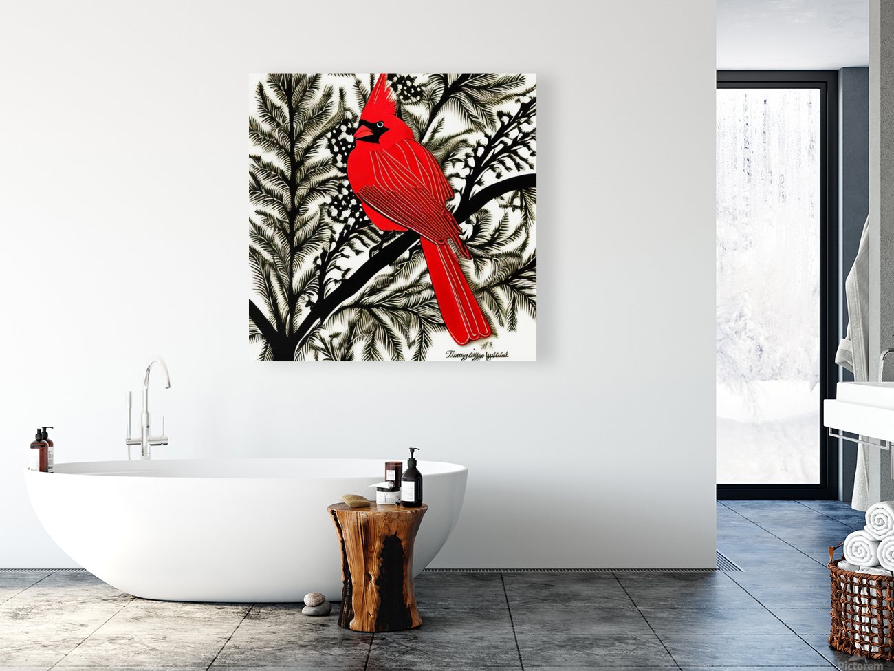 Perched. Cardinal.  Reproduction